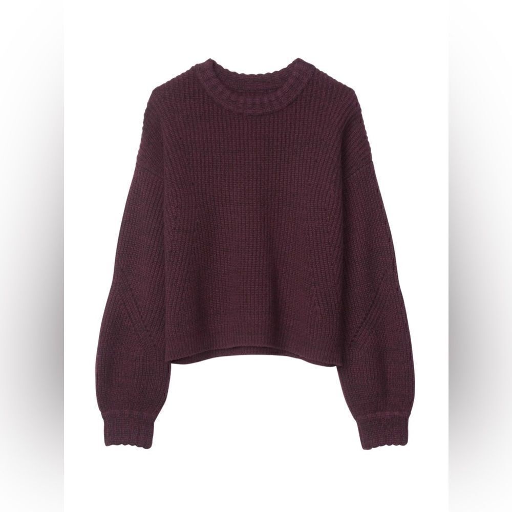 Athleta Wool Cashmere Lucca Purple Bubble Sleeve Sweater XS - Picture 3 of 6